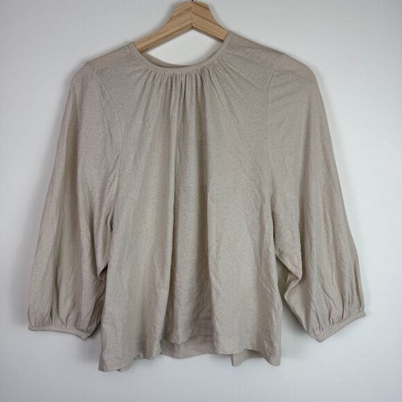 Everlane The Poet Tee Balloon Long Sleeve Lightweight Sandstone Cream S - Picture 2 of 5